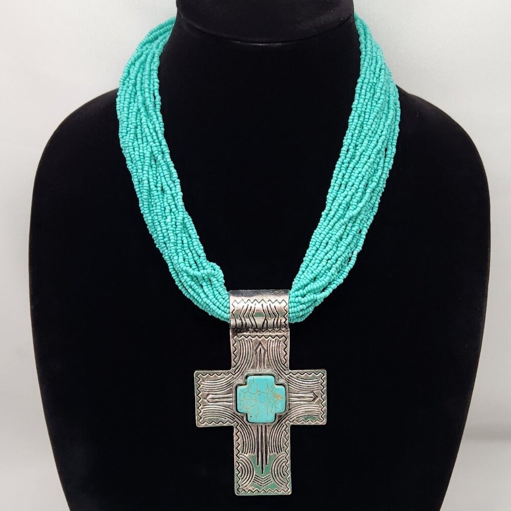 Beaded Cross Necklace #726 - Picture 2 of 16